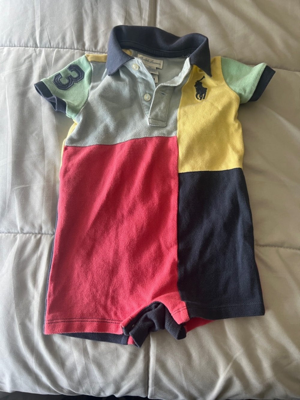 Ralph Lauren Multi-Color Block Polo Romper